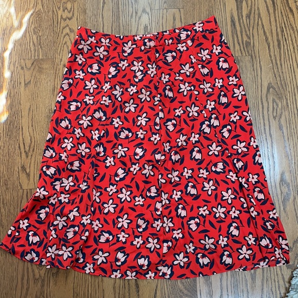Red Floral Midi Skirt - Who What Wear - Picture 2 of 4